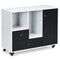 White Black Rolling Printer Stand File Cabinet Engineered Wood Adjustable Shelf Casters